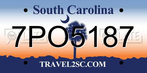 7PO5187 South Carolina License Plate