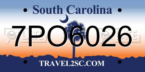 7PO6026 South Carolina License Plate