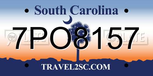 7PO8157 South Carolina License Plate
