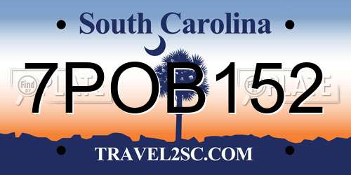 7POB152 South Carolina License Plate
