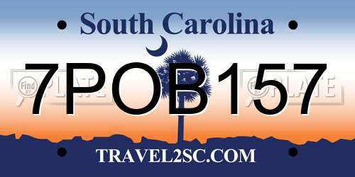 7POB157 South Carolina License Plate