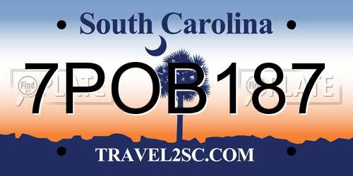 7POB187 South Carolina License Plate