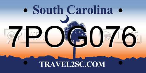 7POG076 South Carolina License Plate