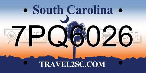 7PQ6026 South Carolina License Plate