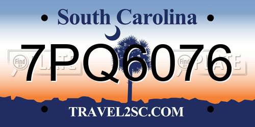 7PQ6076 South Carolina License Plate