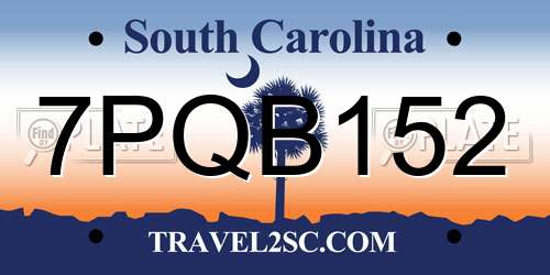 7PQB152 South Carolina License Plate