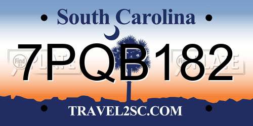 7PQB182 South Carolina License Plate