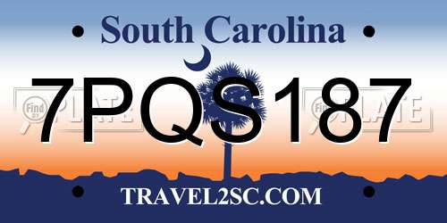 7PQS187 South Carolina License Plate