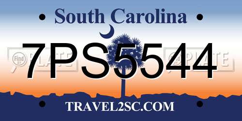 7PS5544 South Carolina License Plate