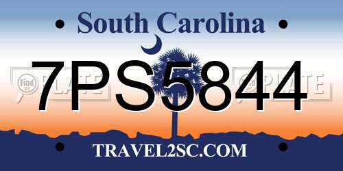 7PS5844 South Carolina License Plate
