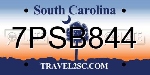 7PSB844 South Carolina License Plate