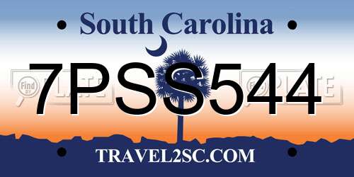 7PSS544 South Carolina License Plate