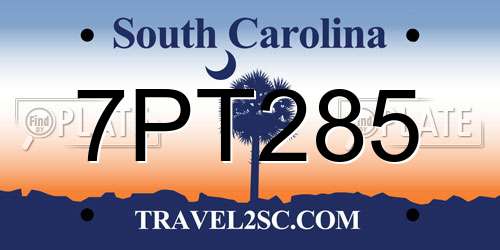 7PT285 South Carolina License Plate