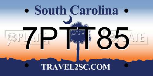 7PTT85 South Carolina License Plate