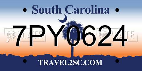 7PY0624 South Carolina License Plate