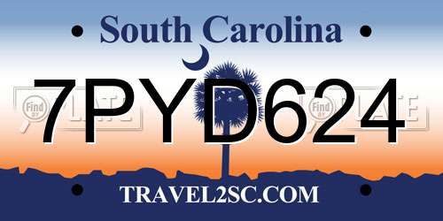 7PYD624 South Carolina License Plate