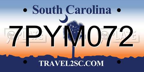 7PYM072 South Carolina License Plate