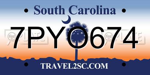7PYO674 South Carolina License Plate