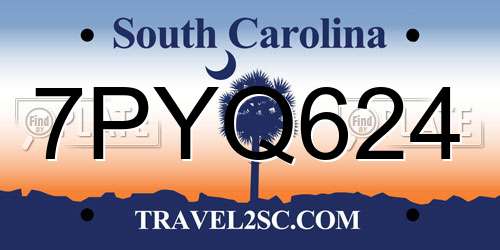 7PYQ624 South Carolina License Plate