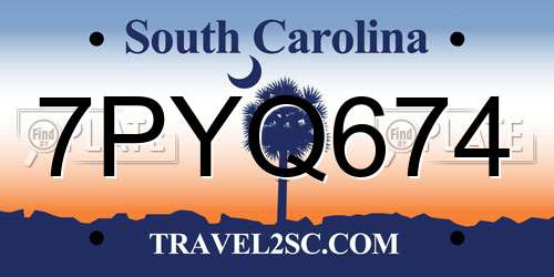 7PYQ674 South Carolina License Plate
