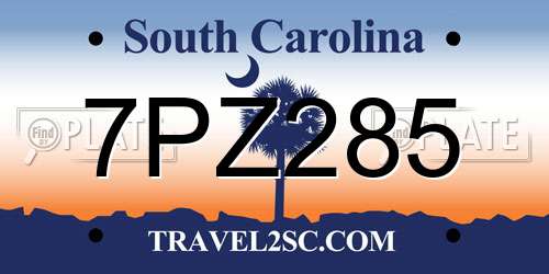 7PZ285 South Carolina License Plate