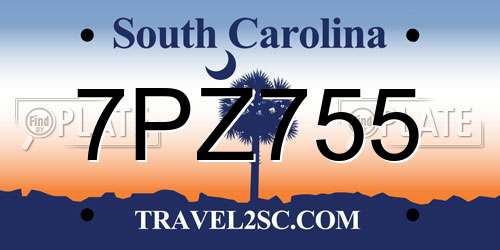 7PZ755 South Carolina License Plate