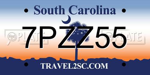 7PZZ55 South Carolina License Plate