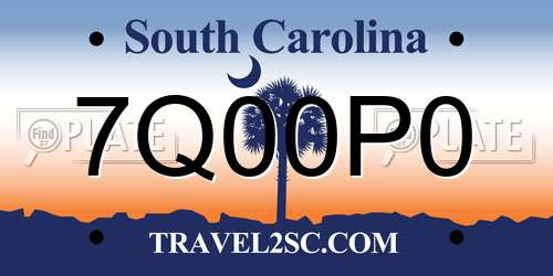 7Q00P0 South Carolina License Plate
