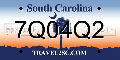 7Q04Q2 South Carolina License Plate