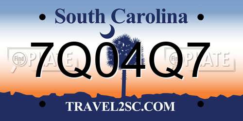 7Q04Q7 South Carolina License Plate