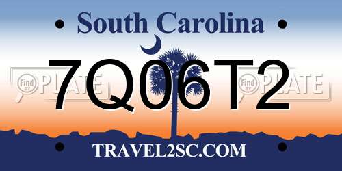 7Q06T2 South Carolina License Plate