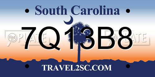 7Q13B8 South Carolina License Plate