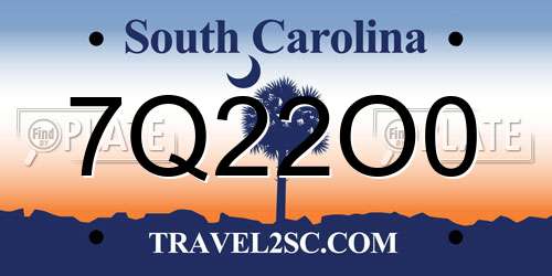 7Q22O0 South Carolina License Plate