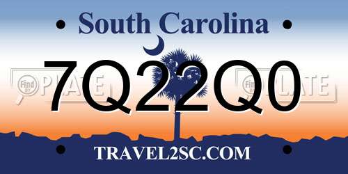 7Q22Q0 South Carolina License Plate