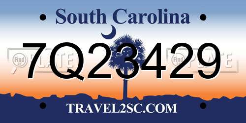 7Q23429 South Carolina License Plate
