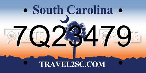 7Q23479 South Carolina License Plate