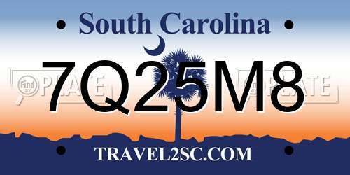 7Q25M8 South Carolina License Plate