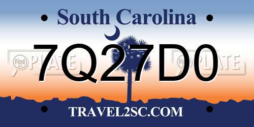 7Q27D0 South Carolina License Plate
