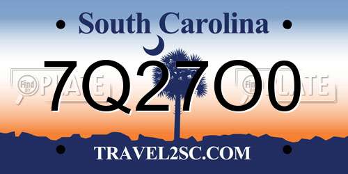 7Q27O0 South Carolina License Plate