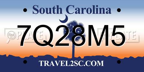 7Q28M5 South Carolina License Plate