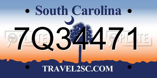 7Q34471 South Carolina License Plate