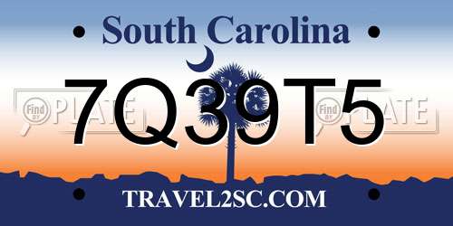 7Q39T5 South Carolina License Plate