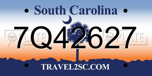 7Q42627 South Carolina License Plate