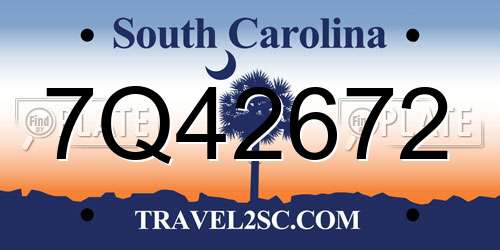 7Q42672 South Carolina License Plate
