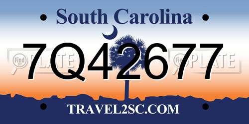 7Q42677 South Carolina License Plate