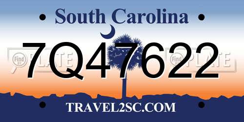 7Q47622 South Carolina License Plate