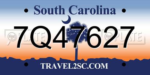 7Q47627 South Carolina License Plate