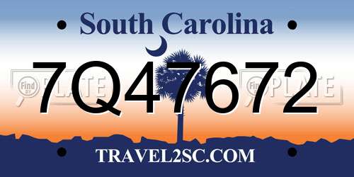 7Q47672 South Carolina License Plate