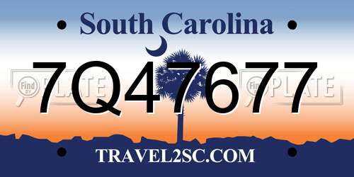 7Q47677 South Carolina License Plate