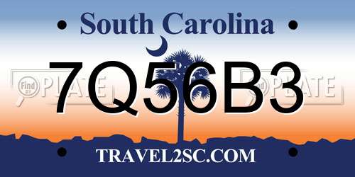 7Q56B3 South Carolina License Plate